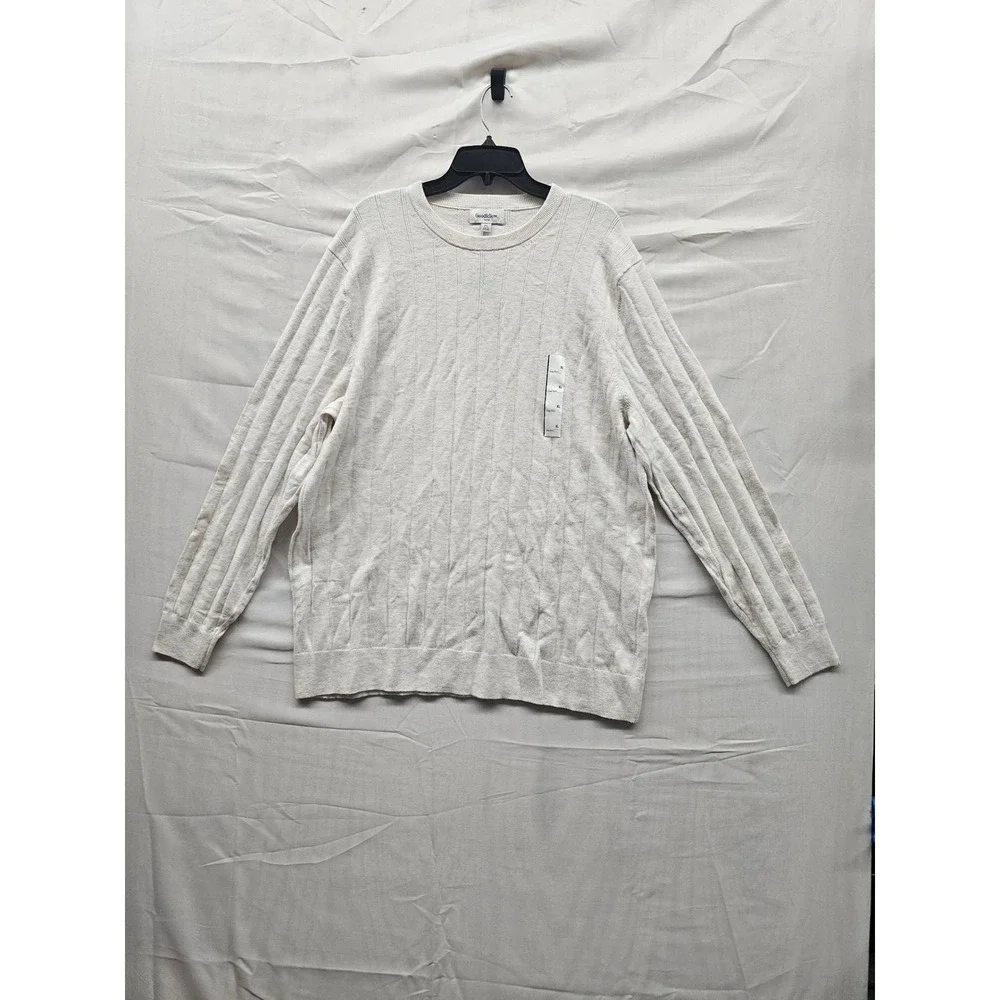 Goodfellow & Co‎ Mens XL Cream Soft Knit Crewneck Sweater Ribbed Long Sleeve New